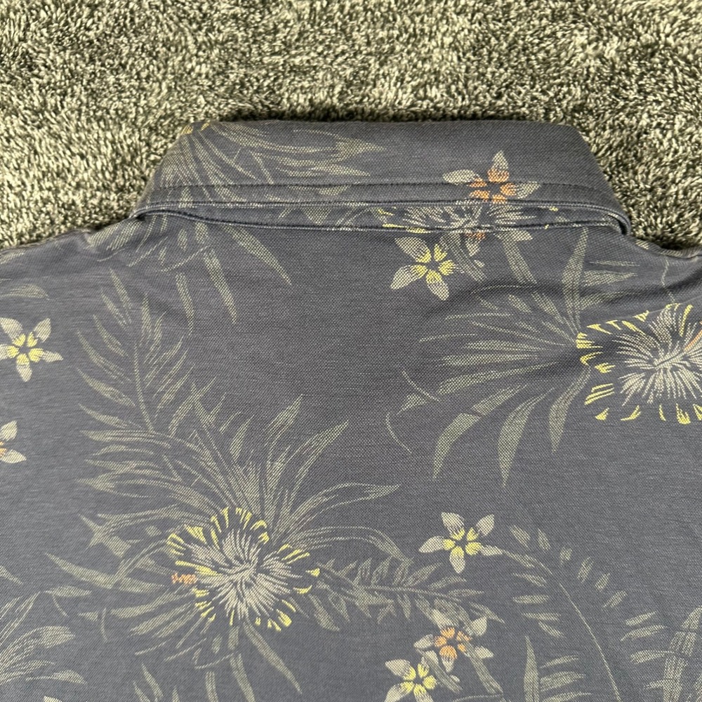 Travis Mathew Polo Shirt Mens Large Blue Floral Tropical Short Sleeve Golf Tee - Picture 11 of 12
